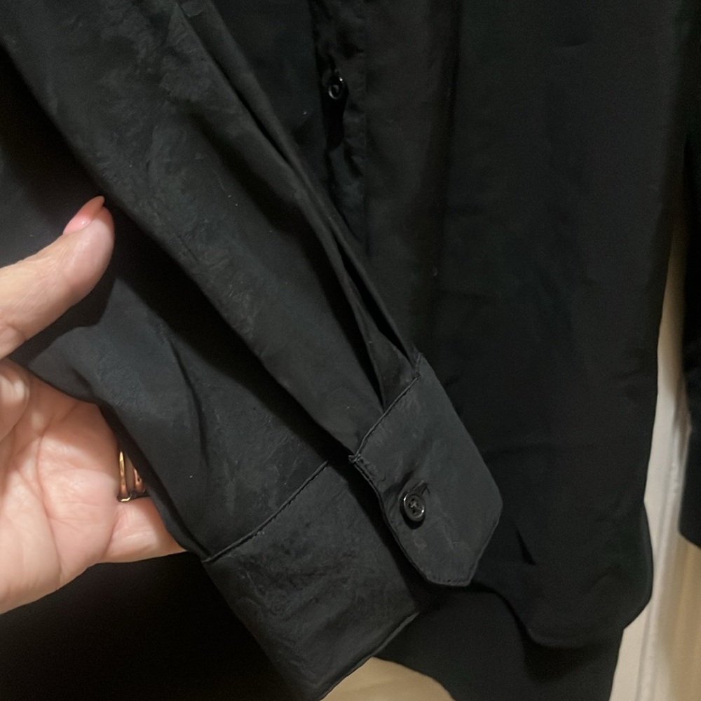 NWT L Banana Republic Black Button-Up Top belted shirt - Picture 6 of 9